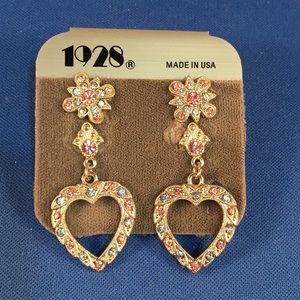 1928 Crystal Heart Earring set